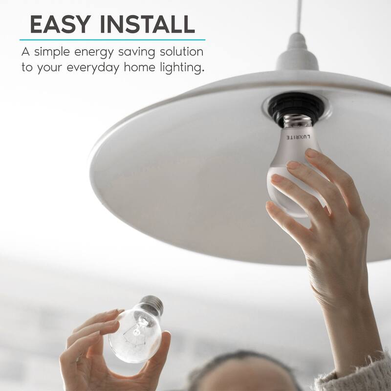 Luxrite A19 LED Light Bulb 60W Equivalent, Dimmable, 800 Lumens, Enclosed Fixture Rated, Energy Star, E26 Base (12 Pack)