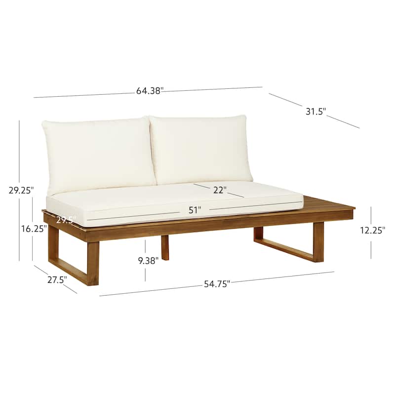 Fisher Teak Acacia Wood Outdoor Left Side/Right Side Loveseat