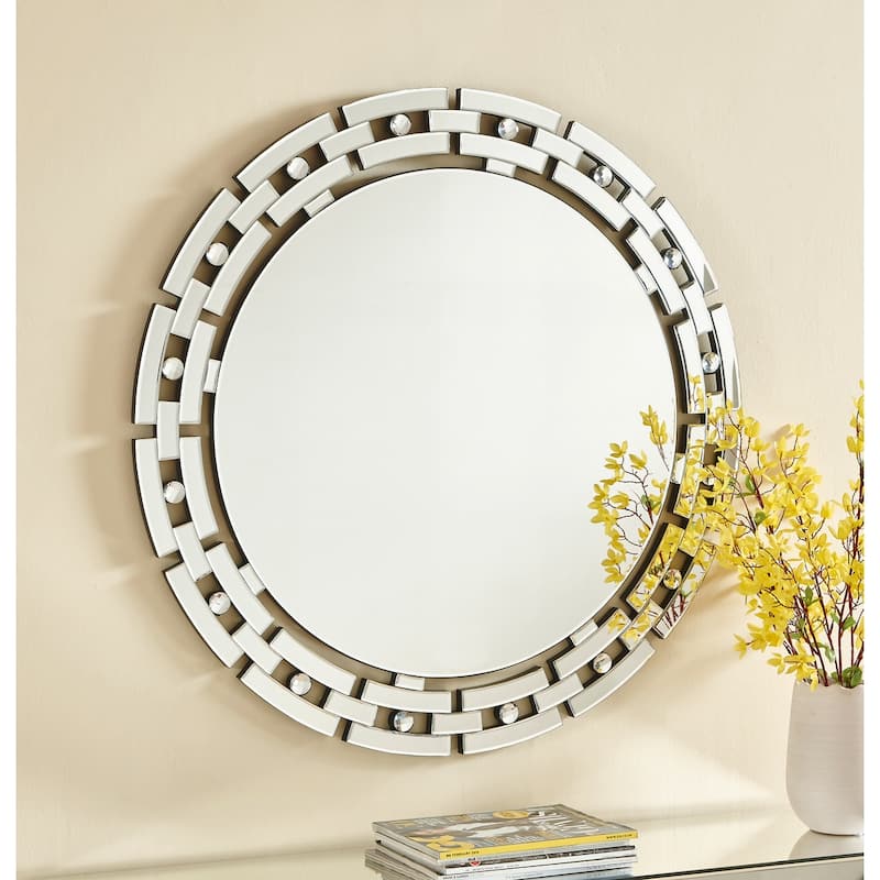 Sparkle 36 in. Contemporary Round Mirror in Clear