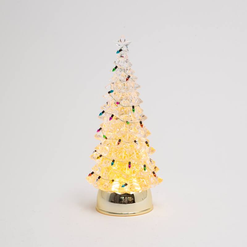 Festive 12.2 Inch Lighted Spinning Water Globe Tree