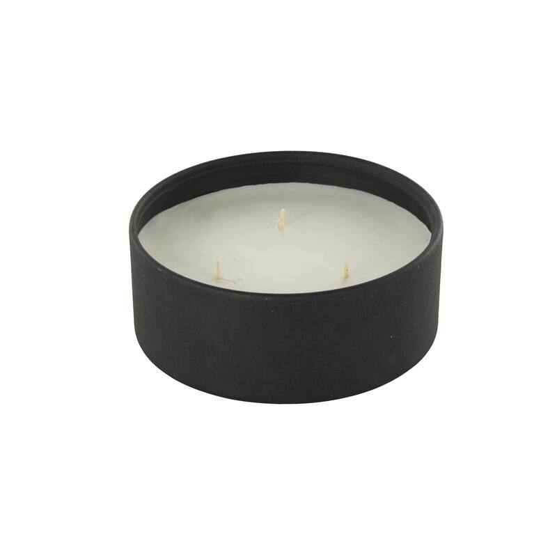 Beige, Black or Cream Metal Scented Textured 22oz 3 Wick Decorative Candle with White Wax