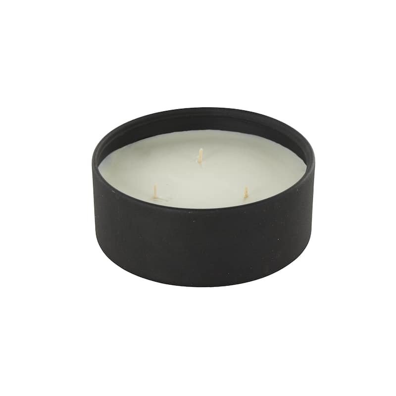 Metal Scented Textured 22oz 3 Wick Decorative Candle with White Wax - Beige, Black or Cream - Roche River Decor