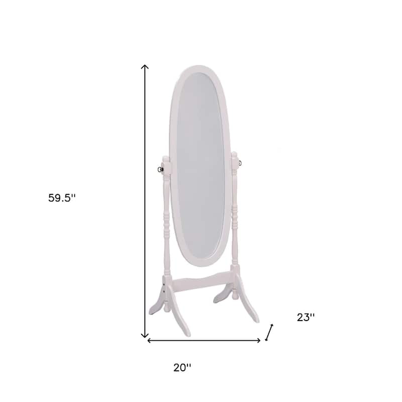 HomeRoots 60" White Oval Wood Framed Freestanding Cheval Mirror - 21