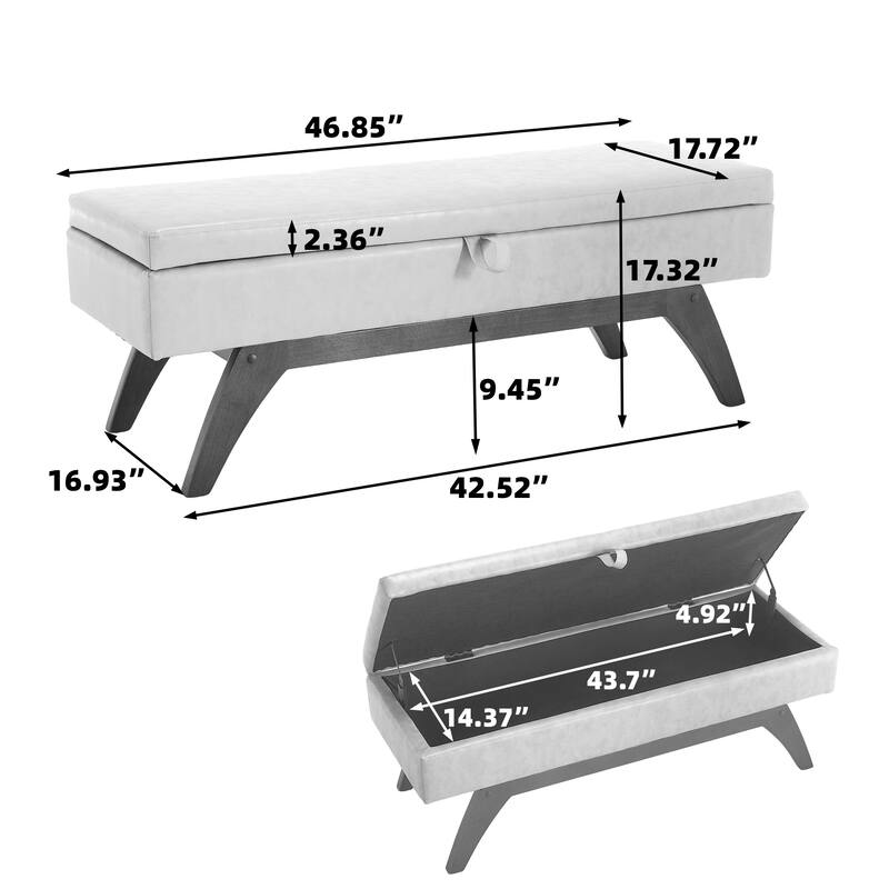 Teddy wool fabric, solid wood feet for solid weighing, and bed end stool with storage function