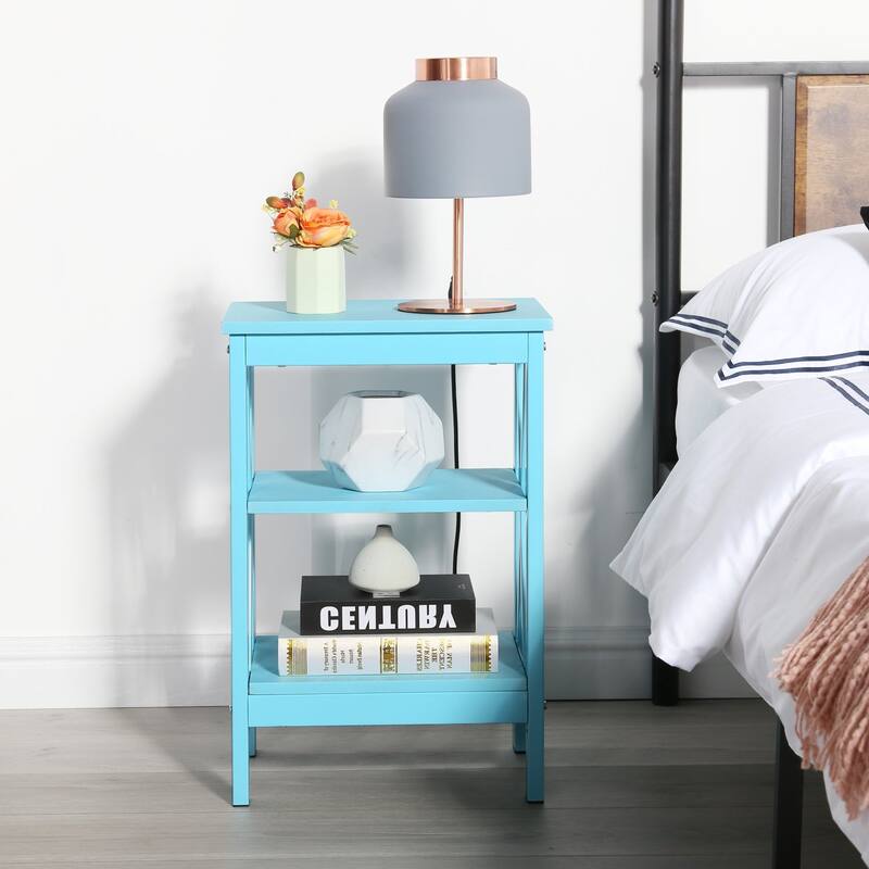 VECELO Modern Nightstand with 3-tier Storage Shelves