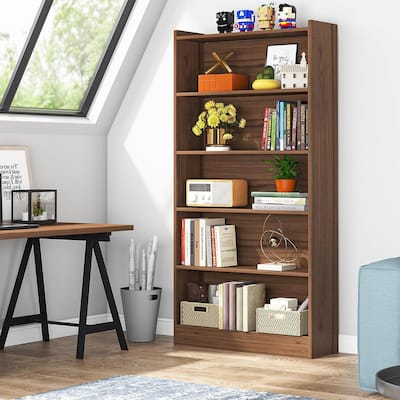 Industrial 72-inch Tall Bookcase 6-Tier Gray Library Bookshelf