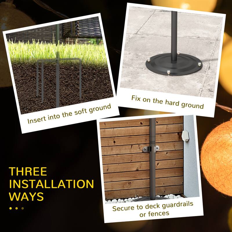 Outsunny 4 Pack of String Light Poles, 8' Light Poles for Hanging Outside Decor, Steel Lighting Stand