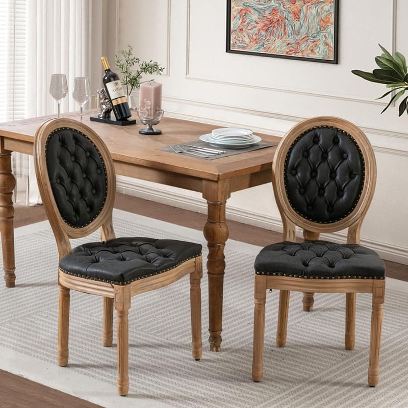 Upholstered French Style Nailhead Dining Chairs(Set of 2)
