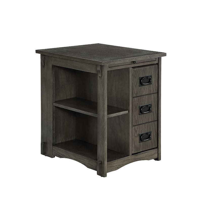 Linon Derek Side Table with Storage Grey