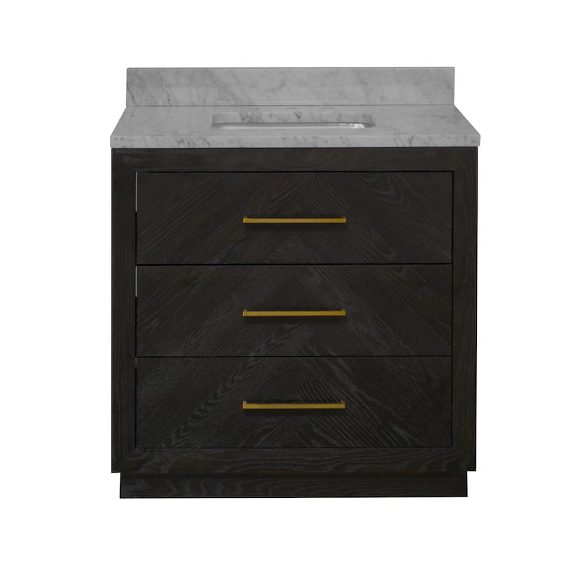 KitchenBathCollection Avery 36" Bathroom Vanity with Carrara Marble Top