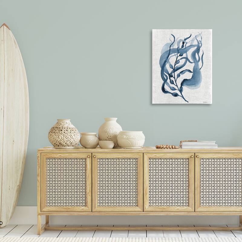Stupell Fluid Blue Herb Leaf Canvas Wall Art Design By Carol Robinson