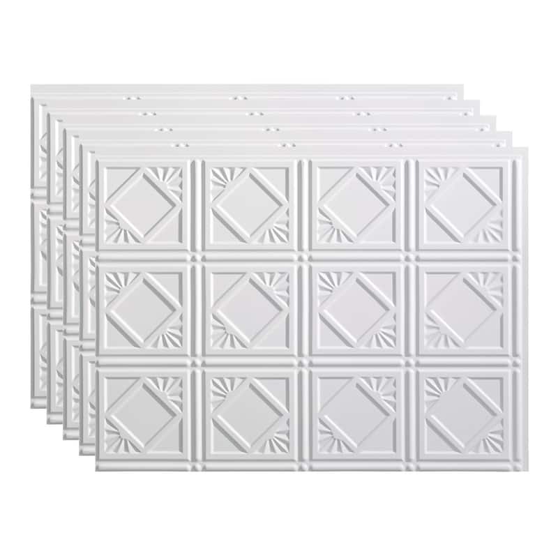 FASÄDE Traditional Style 4 Decorative Vinyl Backsplash Panel - 5 Pack - Matte White