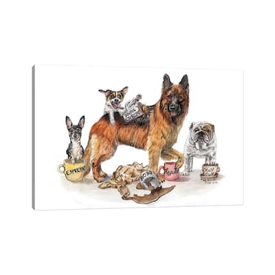 iCanvas "Coffee Dogs" by Holly Simental Canvas Print