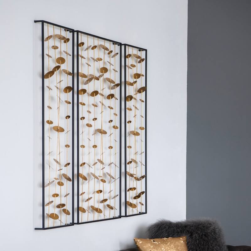 Modern Metal Decorative Wall Art with Black Frame (Set of 3)