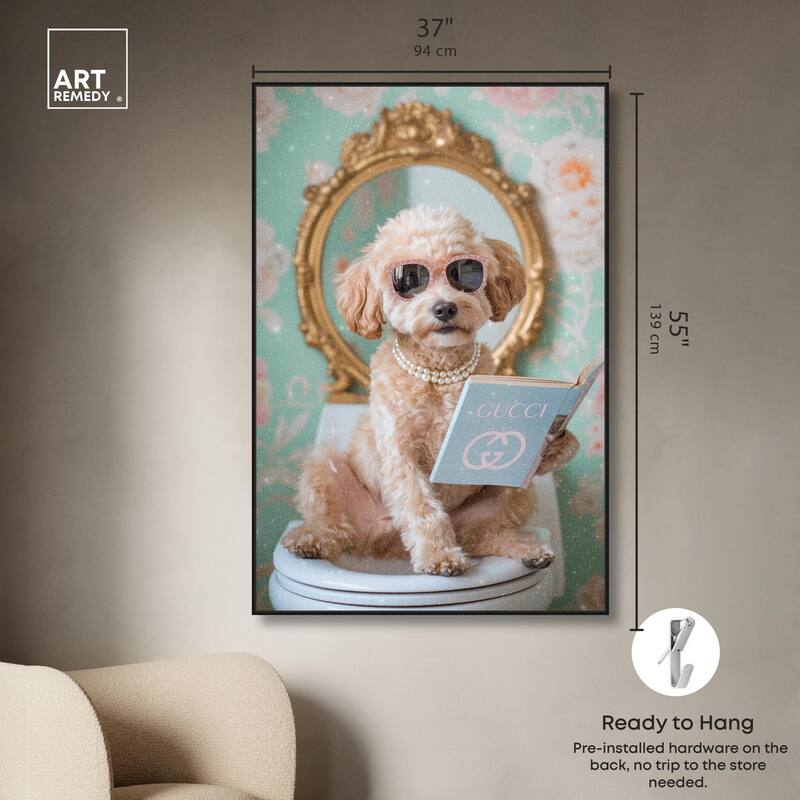 Goldendoodle Toilet Time Canvas by Art Remedy
