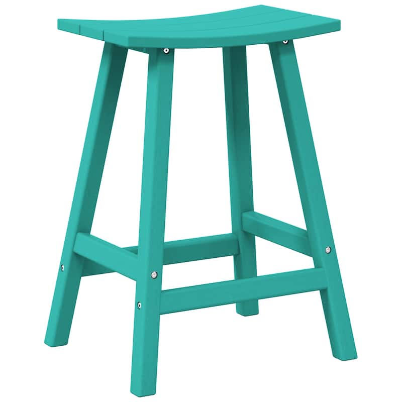 Laguna Hdpe All Weather Outdoor Patio 24" Saddle Seat Counter Stool - Turquoise