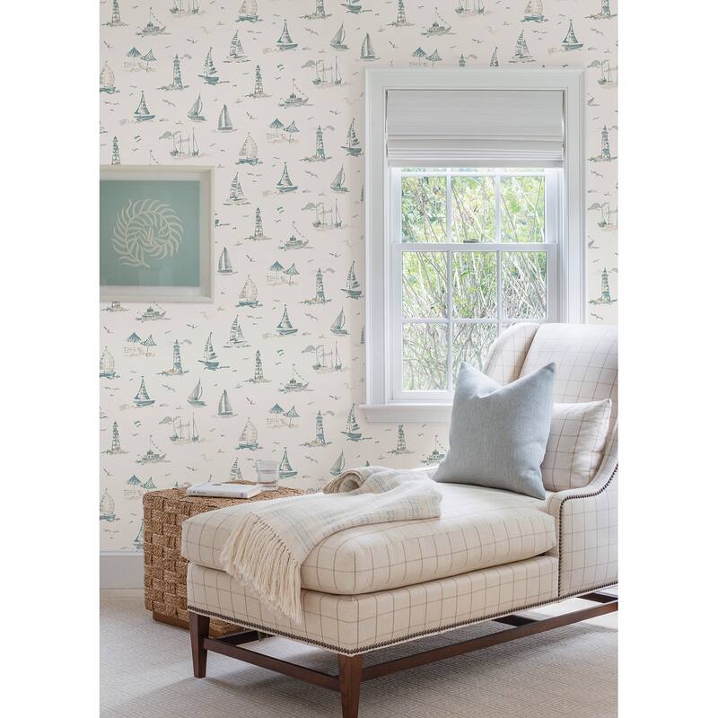 NuWallpaper Set Sail Taupe Peel and Stick Wallpaper - N/A