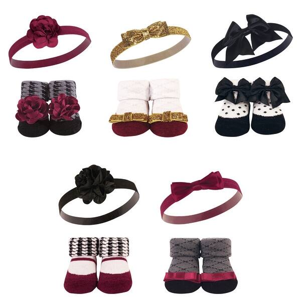 slide 1 of 1, Hudson Baby Girl Headband and Socks Giftset, Fancy, One Size - Fancy 10-Pack Fancy 10-Pack - One Size