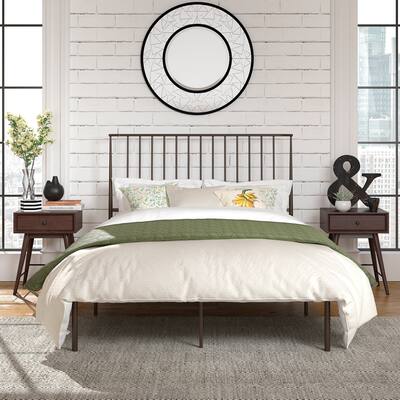Bliss Metal Platform Bed with Curved Metal Headboard by iQ Modern