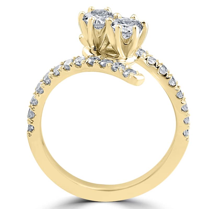 1 cttw Diamond 2 Stone Forever Us Engagement Anniversary Ring Yellow Gold