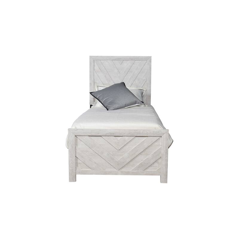 Twin Size Wood Modern Platform Bed with Headboard and Slat Support - Antique Natural