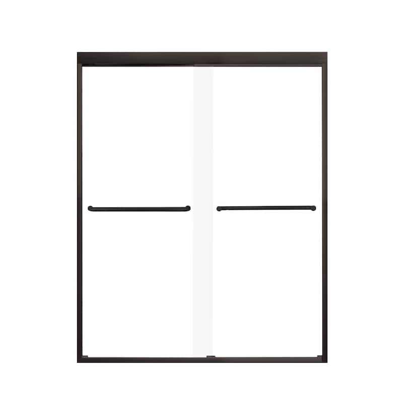 Frederick 59 in. W x 76 in. H Sliding Semi-Frameless Shower Door in Brushed Nickel with Clear Glass - 60 x 76 - 60 x 76