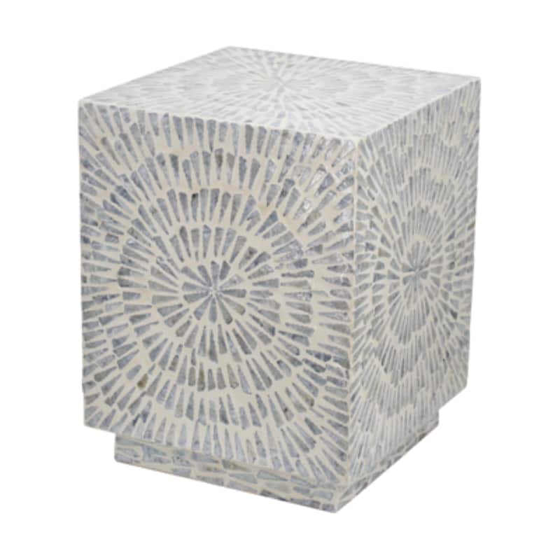 Square Starburst Capiz Inlay Accent Stool - 17.75"