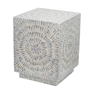 Square Starburst Capiz Inlay Accent Stool - 17.75"