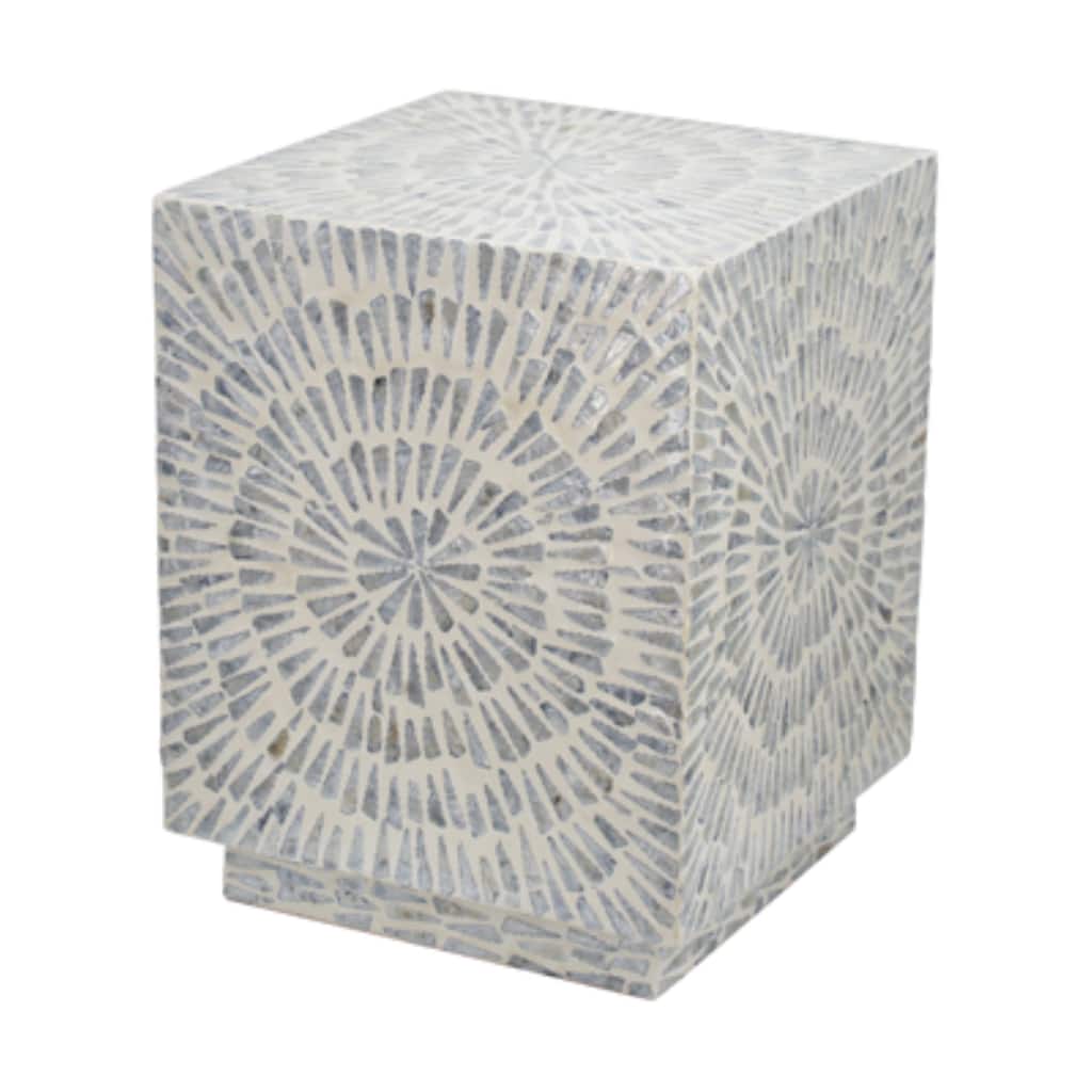 Square Starburst Capiz Inlay Accent Stool - 17.75"