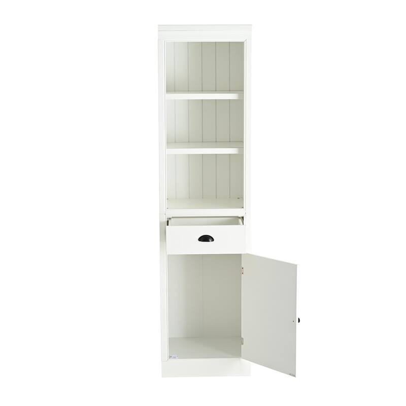 75" Tall Display Shelf with Cabinet, Retro Style cabinet for Hallways Living Room, Kitchen, Home, Studio or Workspace