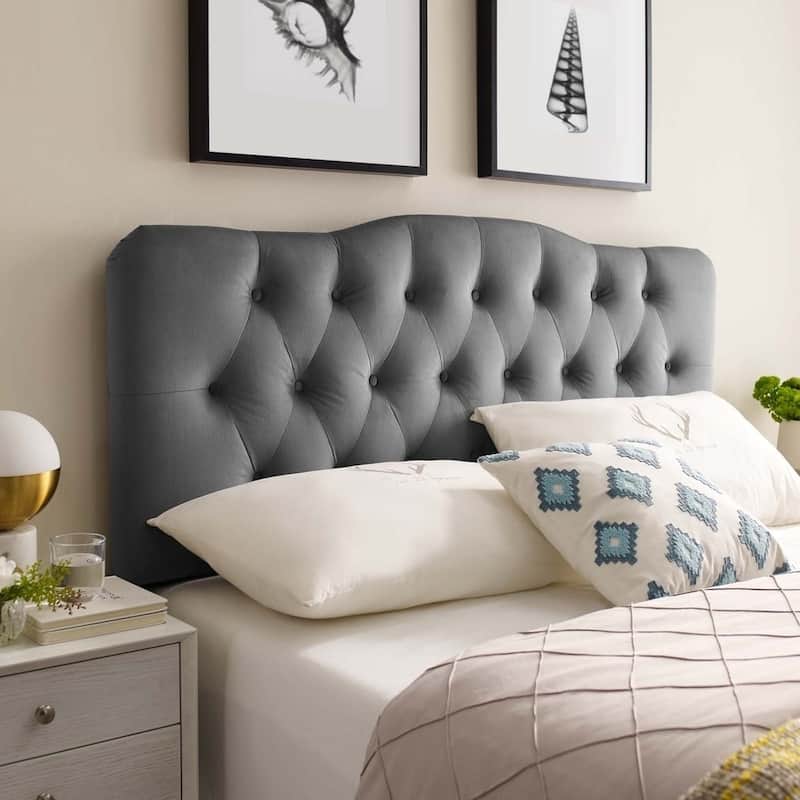 Carson Carrington Labbetorp Queen Diamond Tufted Velvet Headboard
