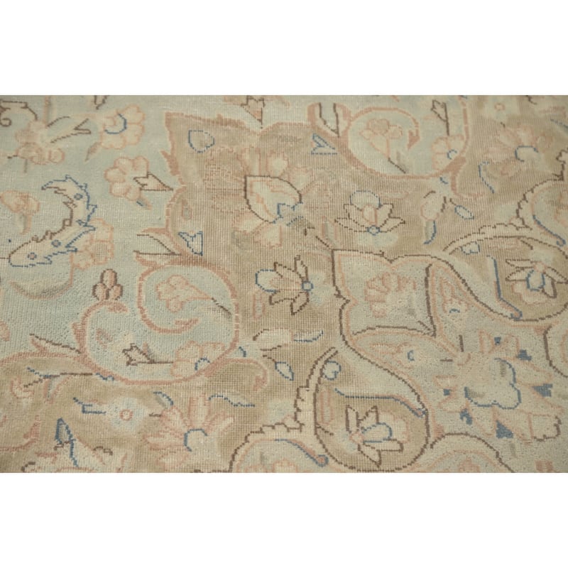 Hand Knotted Oriental 100% Wool Carpet Traditional Floral Navy Blue & Blues Kerman Area Rug - 13' 0'' X 9' 9''
