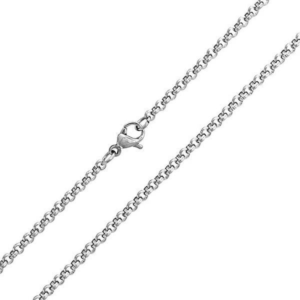 Bling Jewelry Stainless Steel Round Rolo Chain Necklace Unisex 3mm