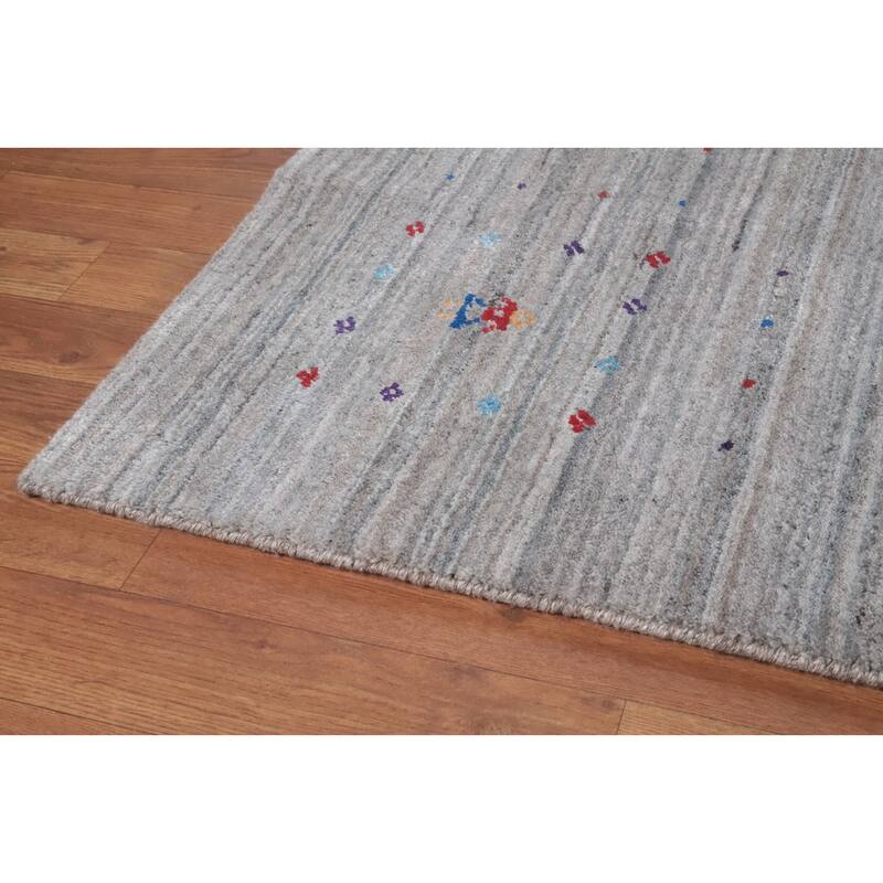 Hand Knotted Oriental 100% Wool Carpet Tribal Animal Pictorial Greys & Charcoal Gabbeh Area Rug - 11' 11'' X 9' 0''