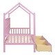 preview thumbnail 19 of 30, Twin Size House Bed with 2 Drawers & Storage Shelf, Wooden Low Platform Bedframe Daybed with Roof for Kids, Teens, Girls, Boys
