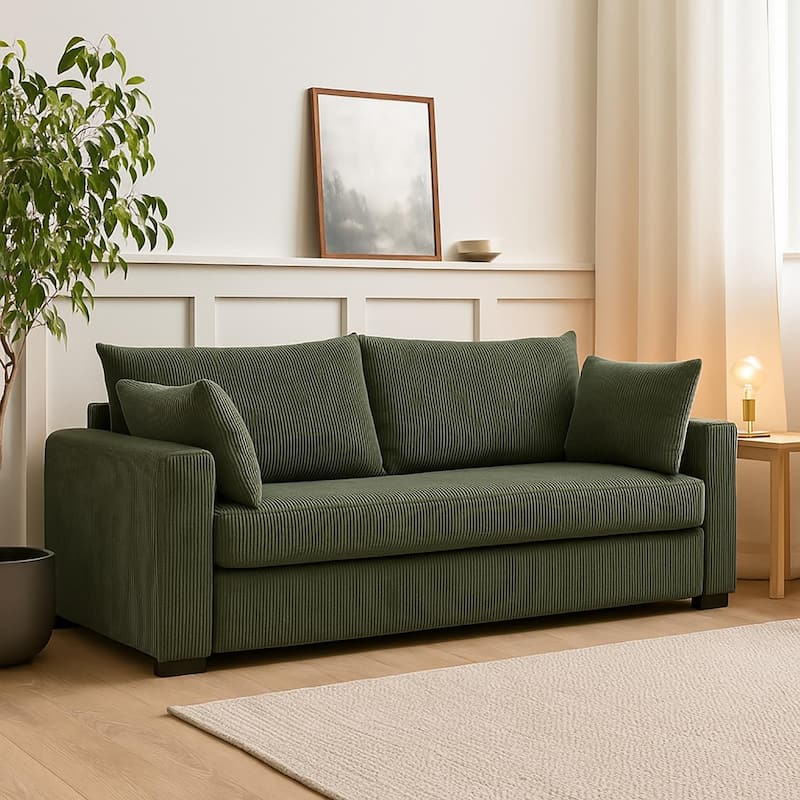 Green Corduroy Sofa - Multi-Color
