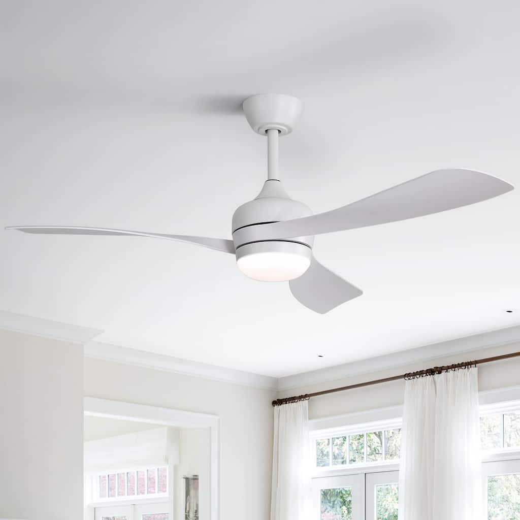 52-Inch Ceiling Fan With 3 ABS Blades, Remote Control, Reversible DC Motor, Noiseless & Effective, 3 Downrods Available - White