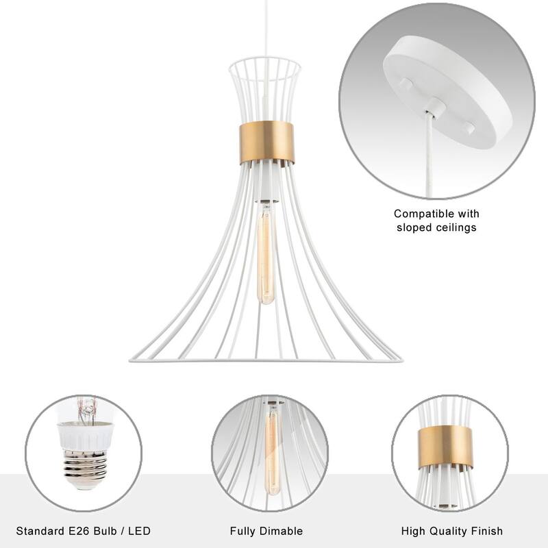 Brio Lighting Zenith White & Gold 1 Light Pendant Light