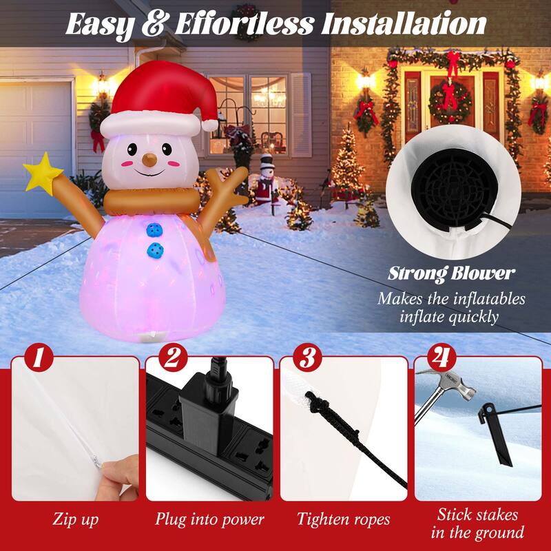 Costway 4 FT Inflatable Christmas Snowman Blow-up Decoration with 360° - See Details