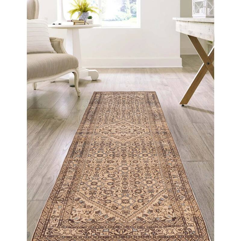ECARPETGALLERY Hand-knotted Antalya Vintage Beige Wool Rug - 3'7 x 10'2
