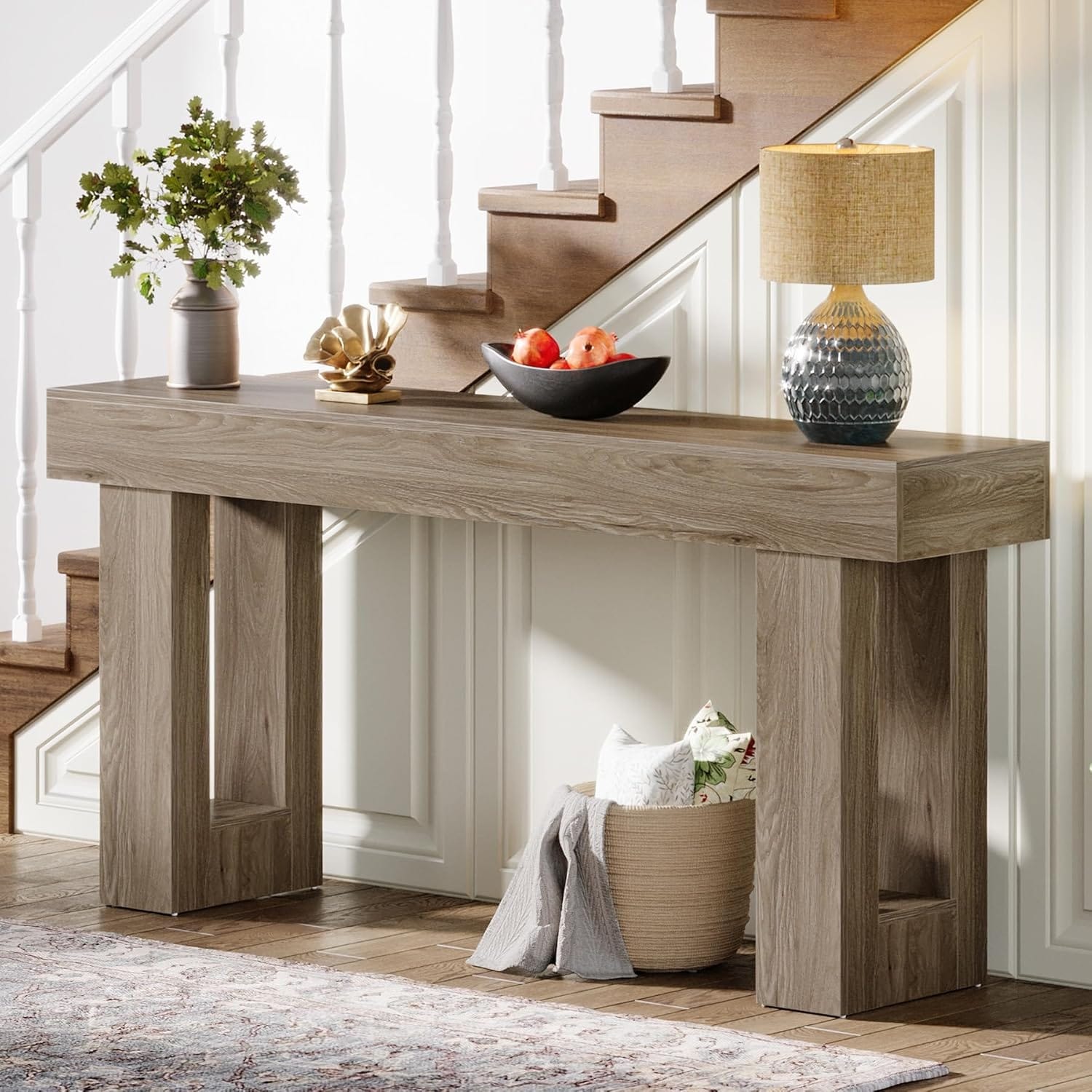63" Farmhouse Console Table - Grey Finish
