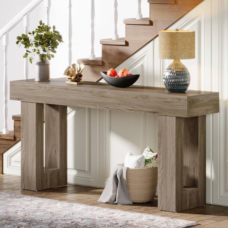 63" Wooden Console Table, Rectangular Sofa Table for Behind Couch, Entryway, HallwayLiving Room