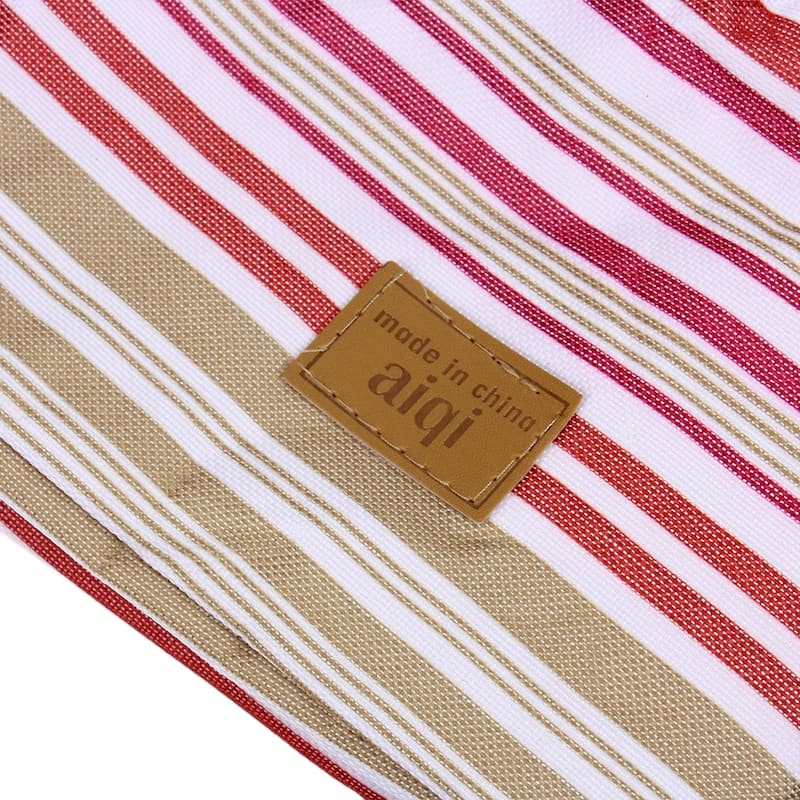 Canvas Picnic Lunch Drink Thermal Insulated Cooler Tote Storage Bag Brown Stripe - White,Fuchsia