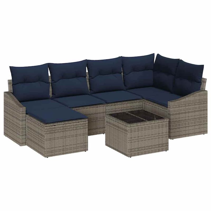 vidaXL 7 Piece Garden Sofa Set with Cushions - 91.9×48.6×46.1