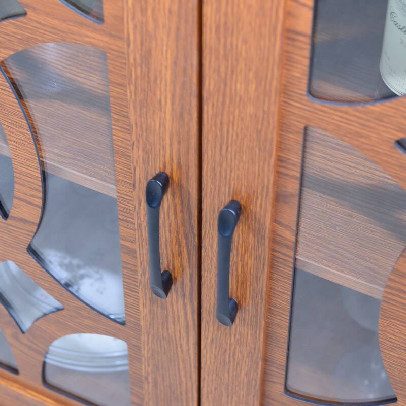 Sideboard Cabinet with Clear Tempered Glass Doors, Storage Cabinet with Adjustable Shelf, Large Capacity Wooden Accent Cabinet