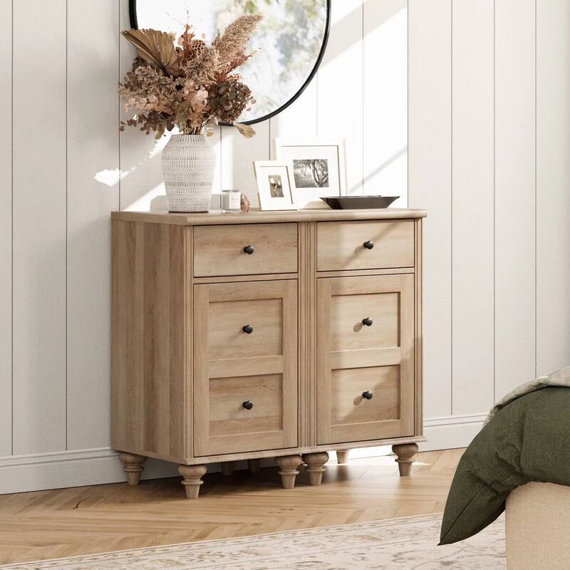 Set of 2 End Tables with Charging Station & Drawer Storage Cabinet