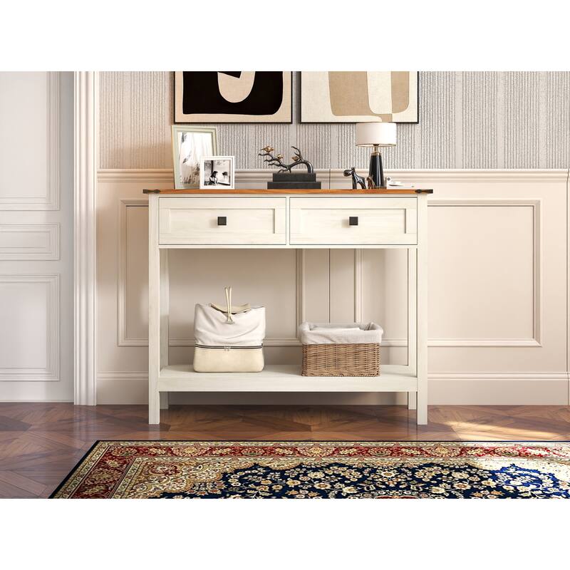 console table with 2 Drawer and buttom shelf