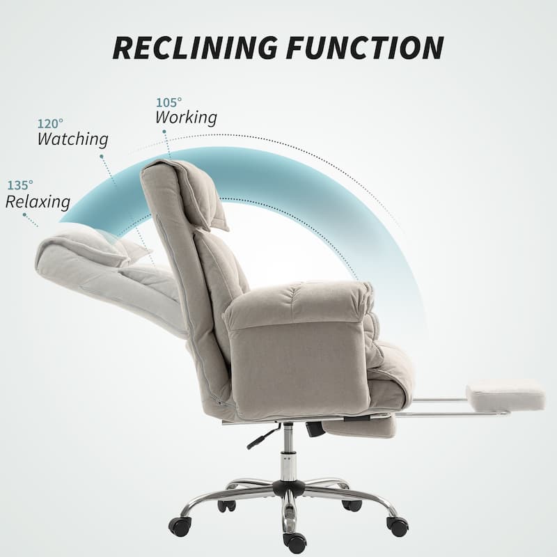 HOMCOM Executive Office Chair with Footrest, Reclining Swivel Computer Chair with High Back, Thick Cushion,Adjustable Height