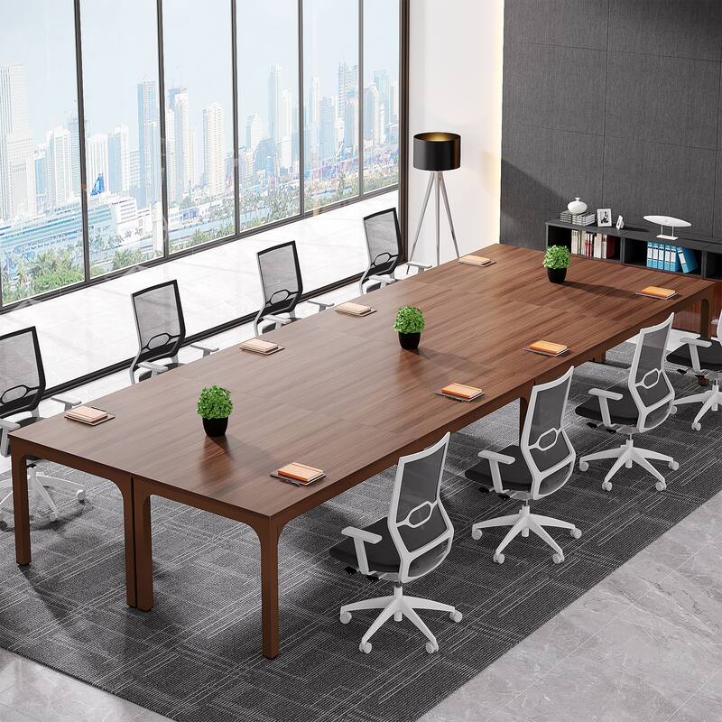 Long Conference Table Set of 4, 13FT Large Rectangle Meeting Seminar Table, 78.74-Inch Business Tables