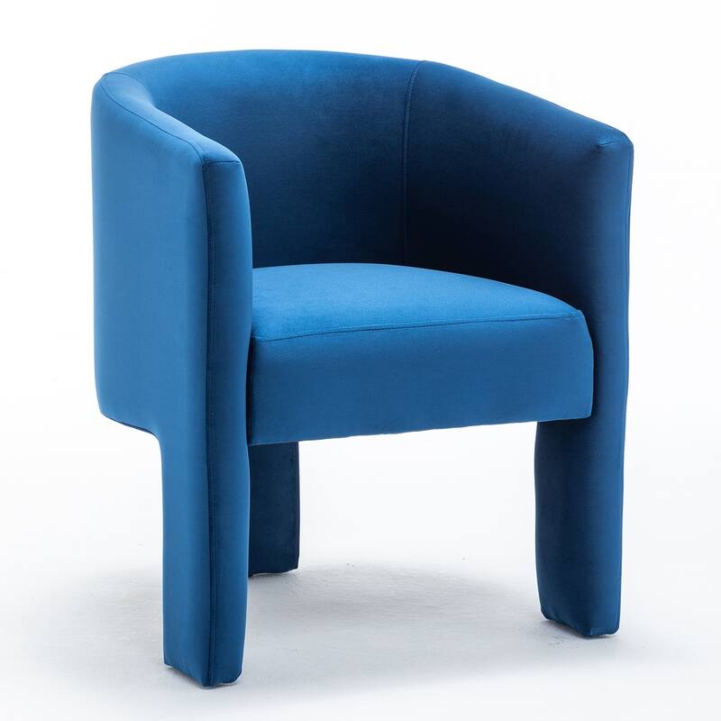 SEYNAR Modern Velvet Accent Chair, Upholstered Barrel Chair with Unique Solid Base for Living Room Soft Club Chair